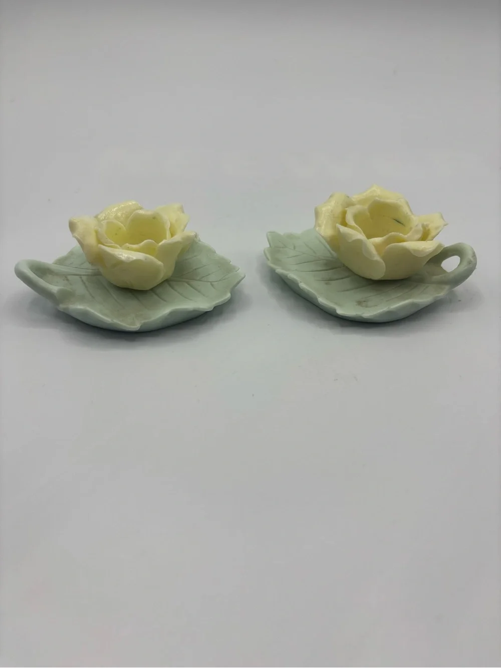 Vintage Mini Rose leaf CANDLE HOLDER Ardalt Japan Set Of Two